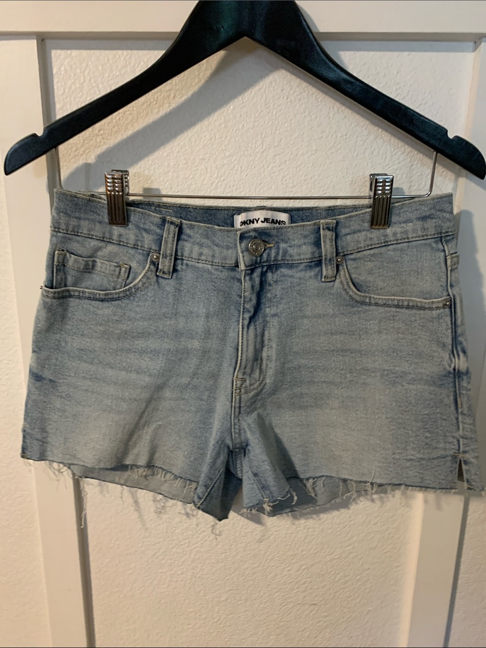 Dkny Light Wash Denim Cutoff Shorts